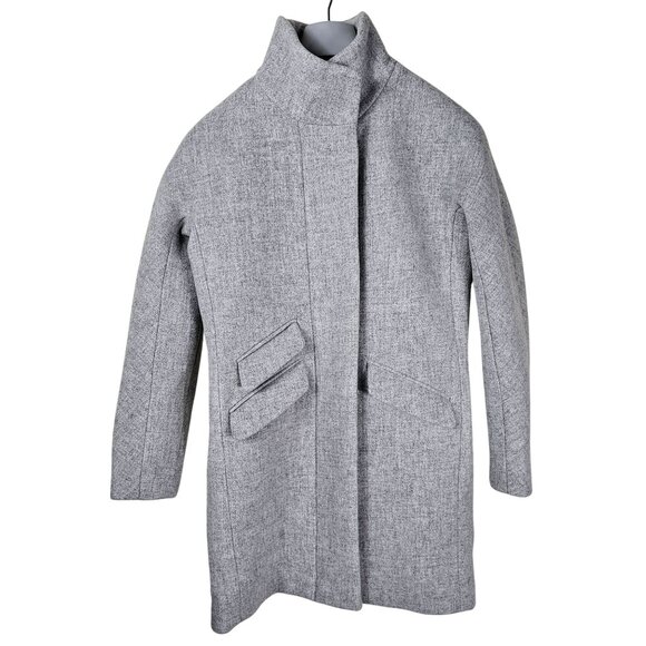 J. Crew Nello Gori Italian Stadium Cloth Coat Size 00 Gray Wool Stand Collar - Picture 1 of 11